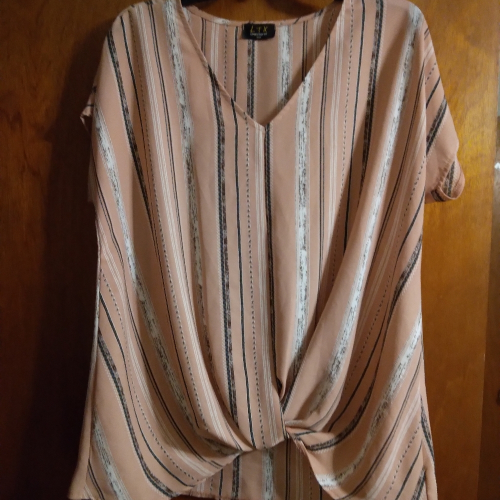 Striped Knotted Front Top